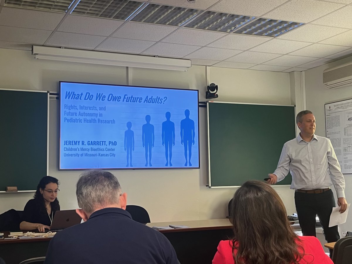 Dr. Jeremy Garrett presenting, 'What Do We Owe Future Adults?' Thank you to Dr. Christina Murano and @CareInTrials for organizing this international #pediatric #research & #innovation conference.