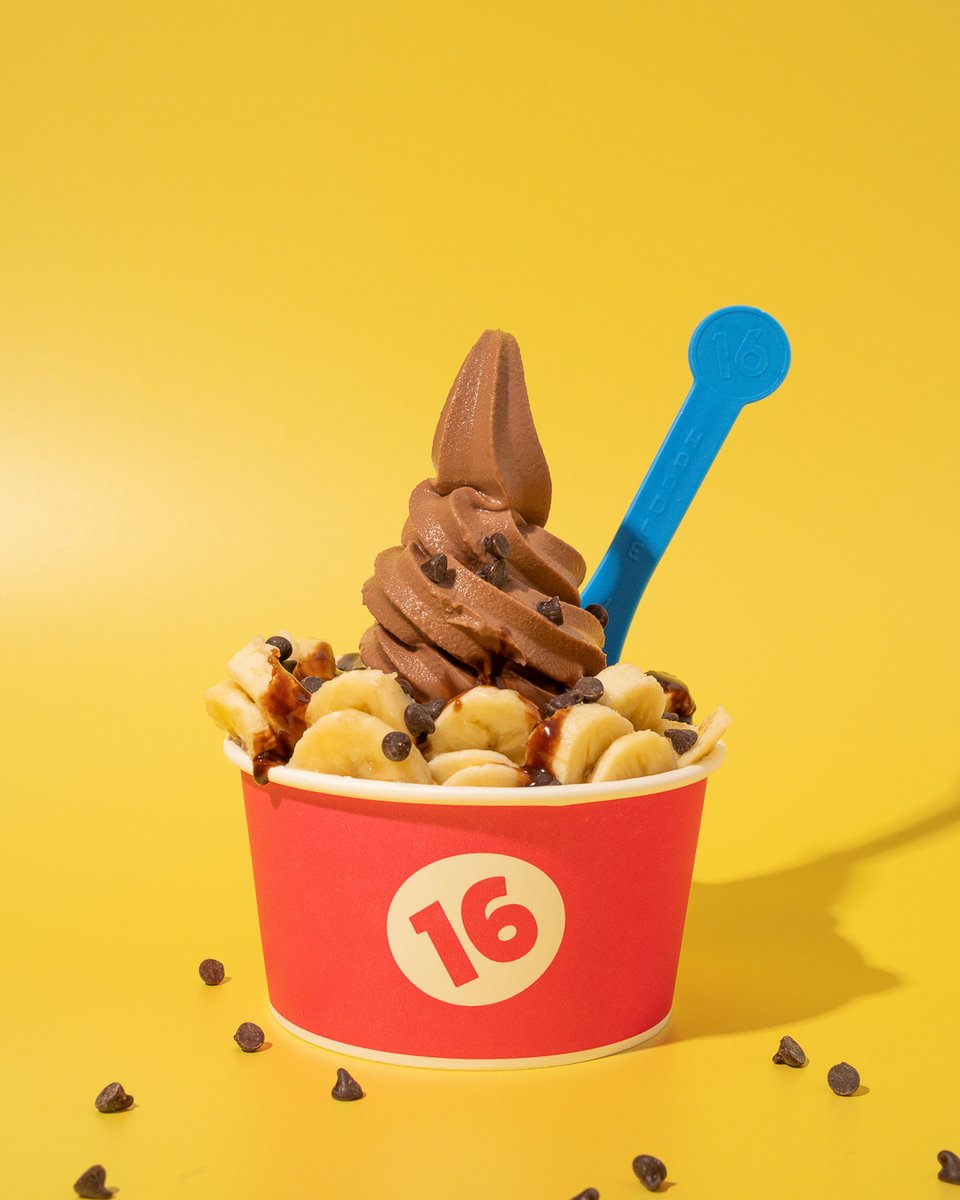 You'll go bananas for our new 16 Handles x Oatly Chocolate Banana oatmilk soft serve! 🍌🍫 The perfect combo of creamy and dreamy – without the dairy.
