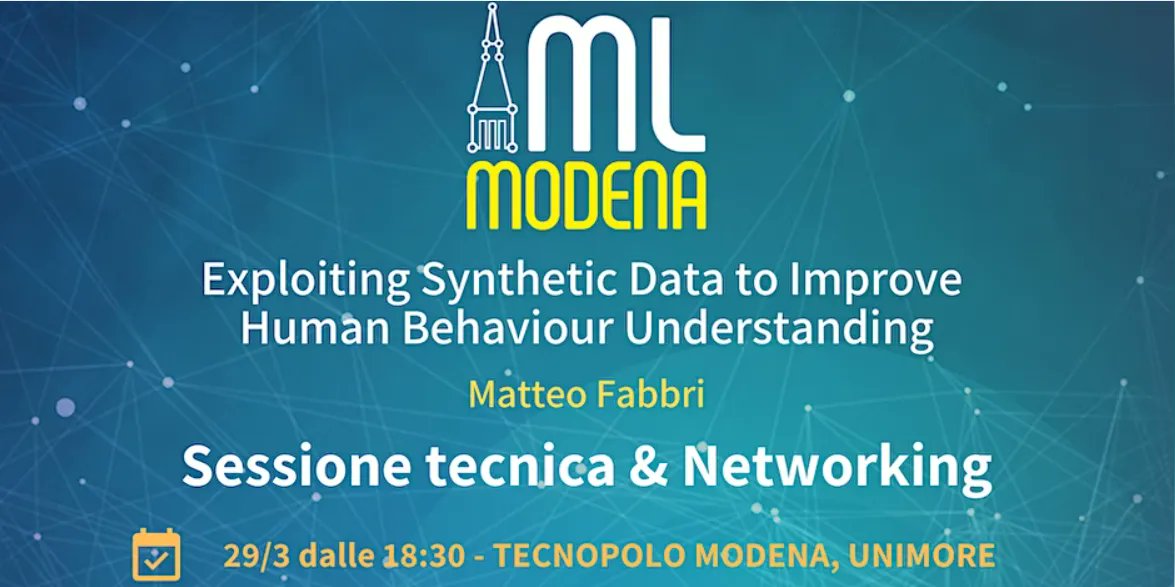 ml_modena's tweet photo. 🔥 💥Ci ritroviamo 29 Marzo dalle 18:30 con il talk "Exploiting Synthetic Data to improve Human Behaviour Understanding" di Matteo Fabbri. La location sara il Tecnopolo Modena, Unimore. Vieni a conoscere la community di #modena dedicata all'AI! https://t.co/xDHJxRnguL https://t.co/EDd2M3KUR5