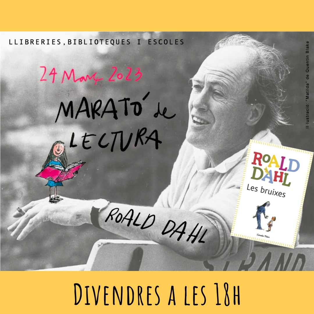 ginjolblau's tweet photo. Demà a la tarda a la llibreria ens unim a la marató de lectura de Roald Dahl en oposició a la censura dels seus llibres.
Llegirem un fragment del seu llibre "les bruixes" i esperem poder sentir altres fragments dels llibres que us agradin de l'autor! 🤗

#llibreria #roalddahl https://t.co/lP6nHLXkgy