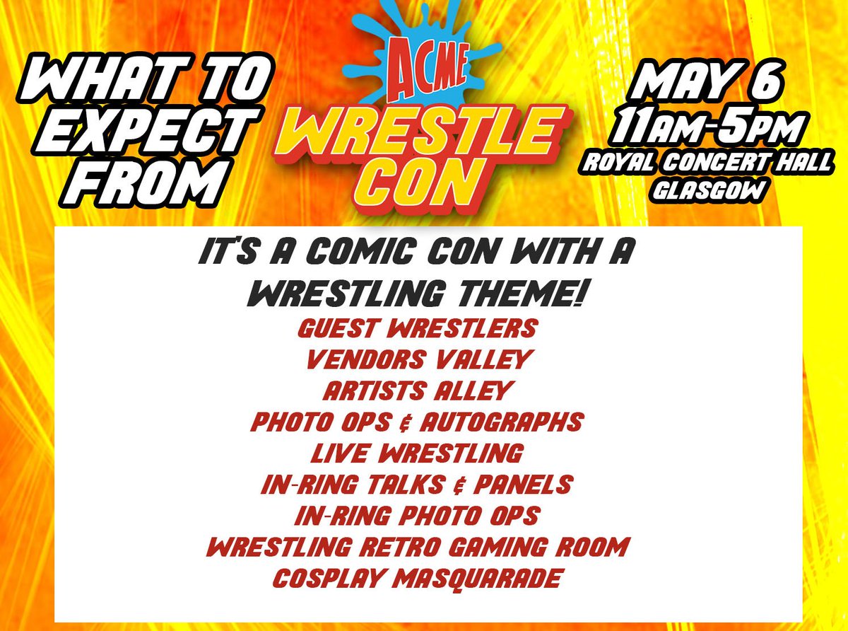 It's time to get hyped for Wrestle Con, as we start the announcements this weekend as we celebrate Scotland's place in wrestling. 

Not sure what to expect? It's pretty familiar but with a wrestling twist.

🎟️ tinyurl.com/4v7bhr2v