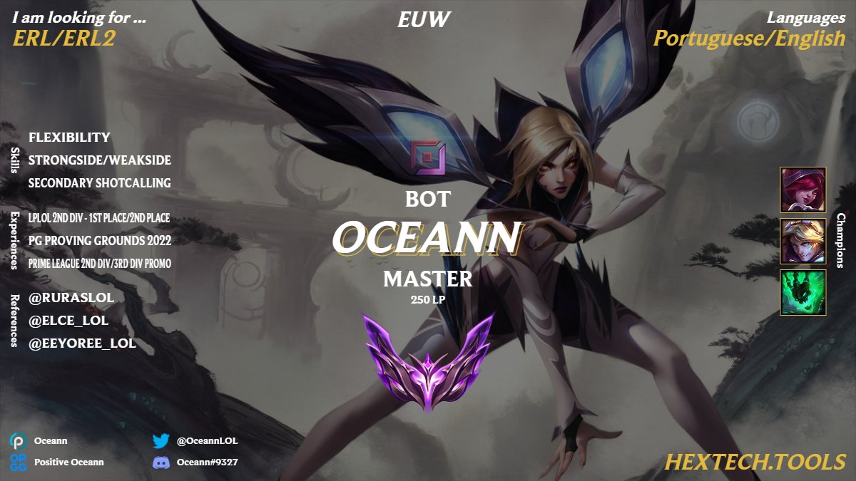 OceannLOL's tweet photo. 🚨 ADC/SUPP can easily adapt to both roles 🚨

Still contracted with Samclan Esports but they allowed me to explore options for next split 

❤️ &amp; 🔄 are highly appreciated !!!!

References: @RurasLol | @ElCe_lol | @Eeyoree_LOL 

https://t.co/QxvARKewF1 https://t.co/XA1yewkWeQ