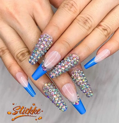 StickkeNails's tweet image. Spring 2023...Sneak Peek of Blue Dazzle Coffin Shape Temp Nails, Available April 15th! #stickkenails #tempnails #artificialnails #fakenails #springnails #springnaildesigns #buystickkenails #bluedazzle
