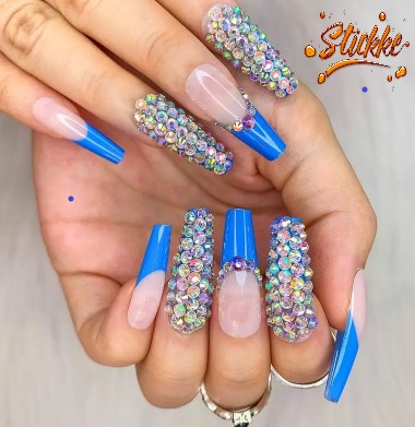 StickkeNails's tweet image. Spring 2023...Sneak Peek of Blue Dazzle Coffin Shape Temp Nails, Available April 15th! #stickkenails #tempnails #artificialnails #fakenails #springnails #springnaildesigns #buystickkenails #bluedazzle