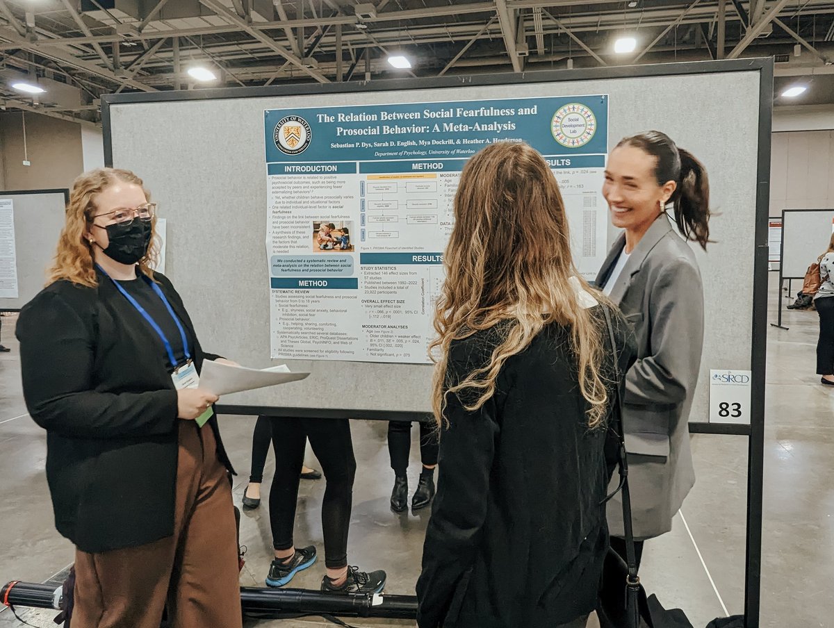 Interested in shyness and prosocial behavior in children? 

Come check out this poster presentation by <a href="/SarahD_English/">Sarah English</a> and <a href="/myamdockrill/">Mya Dockrill</a> from the <a href="/SDLab_UW/">Social Development Lab</a>! 

#SRCD2023