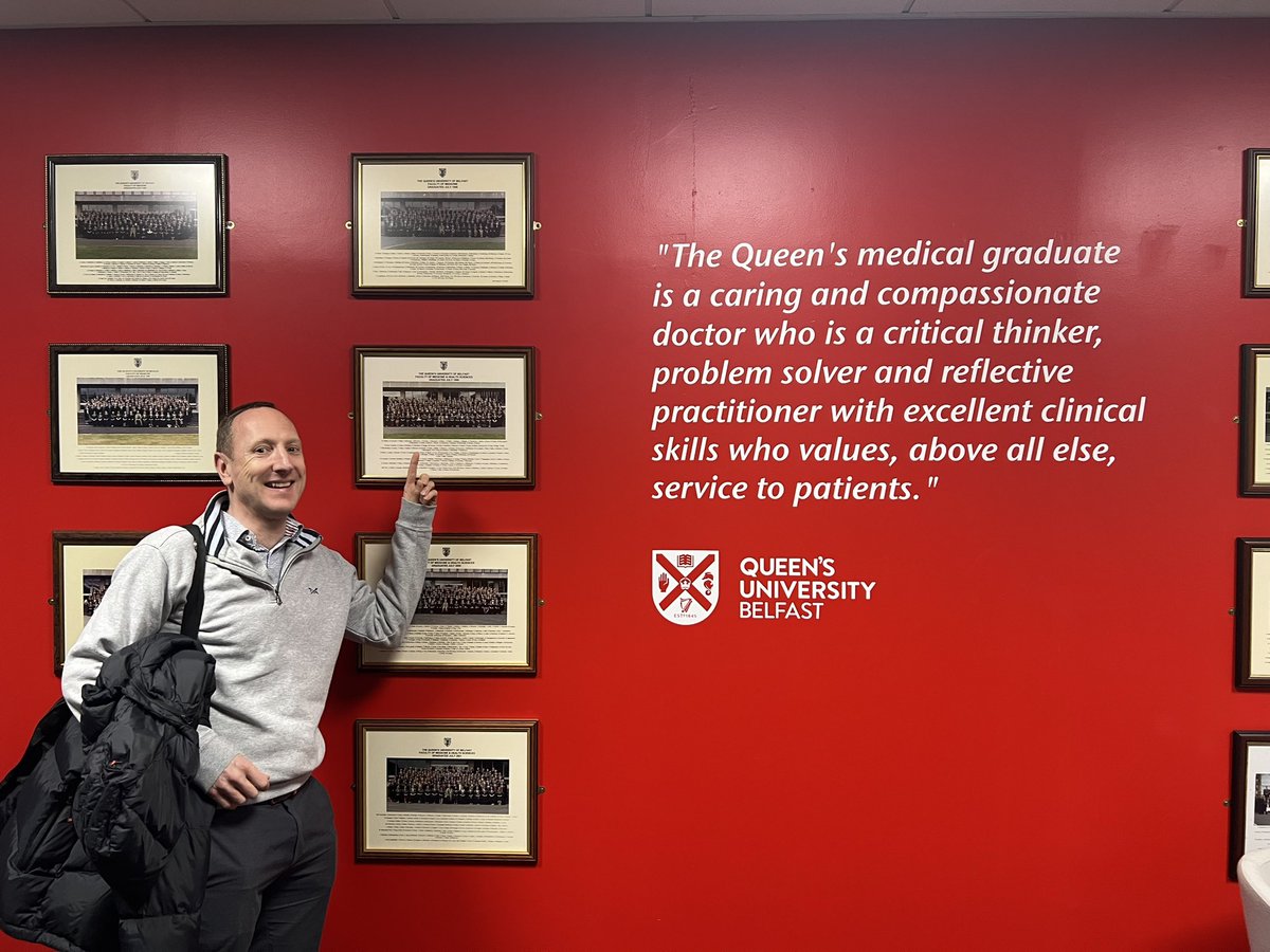 nigelhart's tweet photo. A privilege to have @jonny_acheson a @QUBMedEd Classof99 alumnus giving the final @UlsterMedSoc lecture of 22-23 “Drawing on my experiences of Parkinson’s Disease”. Great to have so many of the Classof99 turning out in force to support him. A superb talk by an incredible person. https://t.co/C8QKG4b426