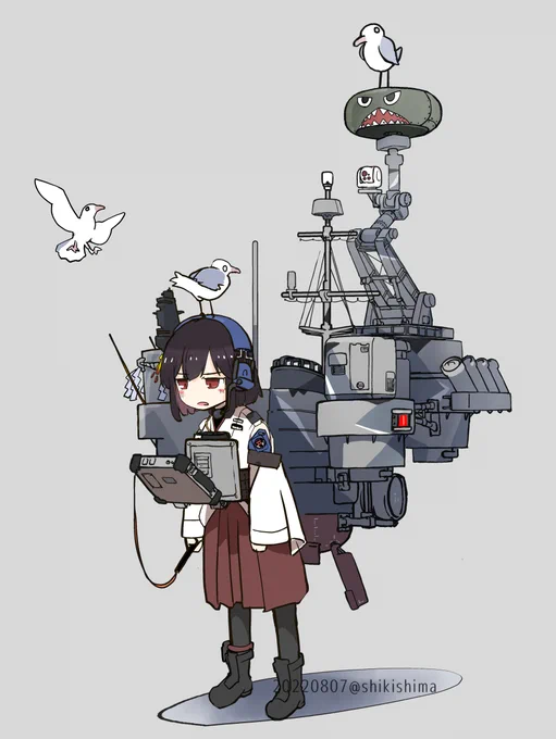新たに無人汎用艇の遠隔運用能力を付与された戦艦娘山城。(無人艇で遠征までやれとか言い出したら、もう民間に転職してやるわ…) 