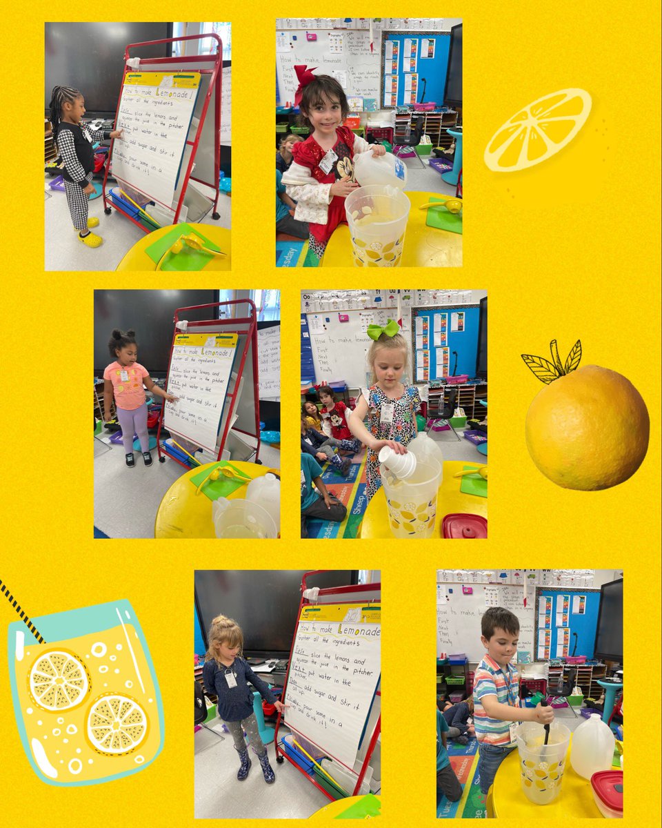 littleBullfrogs's tweet photo. We can follow the steps in a sequence!  This week we read procedural text, wrote our own How to Make Lemonade, and then follow the steps to make our own lemonade!  @EffieBullfrogs #readysetgrow #makelearningfun https://t.co/Na75VDNJLJ