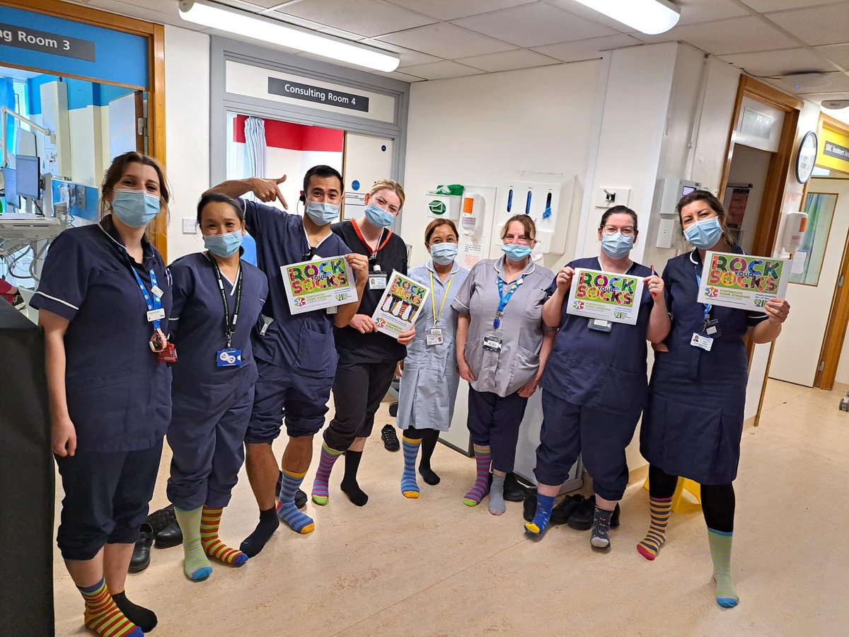 gac2212's tweet photo. Just a handful of AMU staff showing support on Tuesday #rockyoursocks #WDSD2023  apologies if anyone could smell this photo being taken 🥰 #WithUsNotForUs @AMUSDECPHU https://t.co/V3XGxMakjw