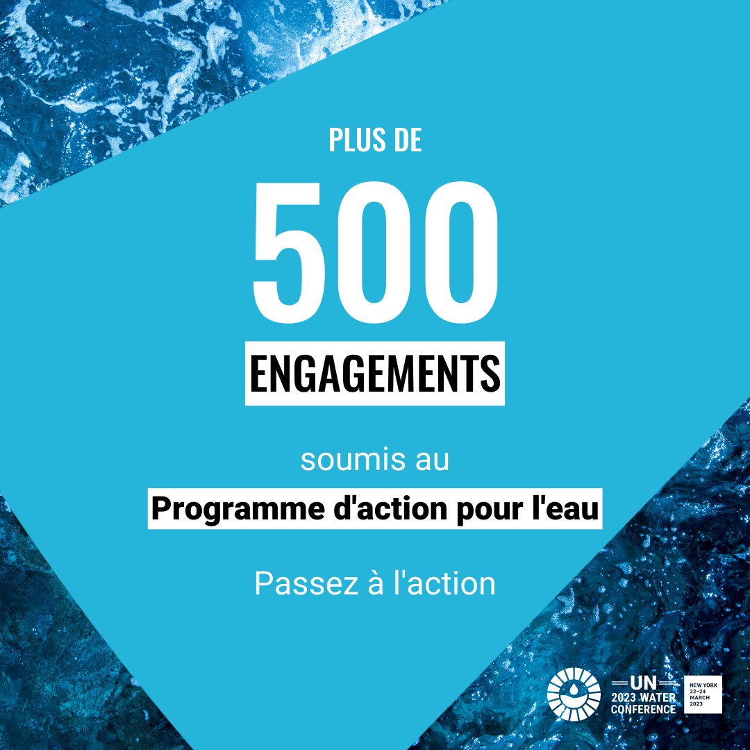 ONU_fr's tweet photo. 📢 Plus de 500 engagements ont été pris pour le Programme d’action pour l’eau !

Découvrez-les &amp; à vous de passer à l'action ➡️ https://t.co/fMj3ihoxM4 https://t.co/fh8HXLN389