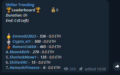 <a href="/IncomeSharks/">IncomeSharks</a> 1.
The point of this token is to improve community engagements for projects, encouraging investors to engage in tweets for rewards. 
Holders benefit:
- Get listed on a leaderboard for the most active shiller.
- Benefit from buy and burn through ads, premium and tax revenues.