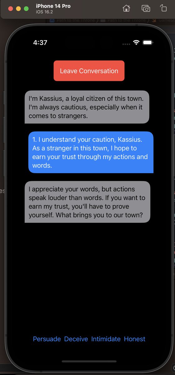 ryanfo16's tweet photo. It was still less painless than any project I worked on with GPT-3.5, and after a dozen or so iterations and improvements, we had a full working example with multiple NPCs, multiple phases, a skill system, player experience and leveling, and decent conversation https://t.co/TD2vATY7rE