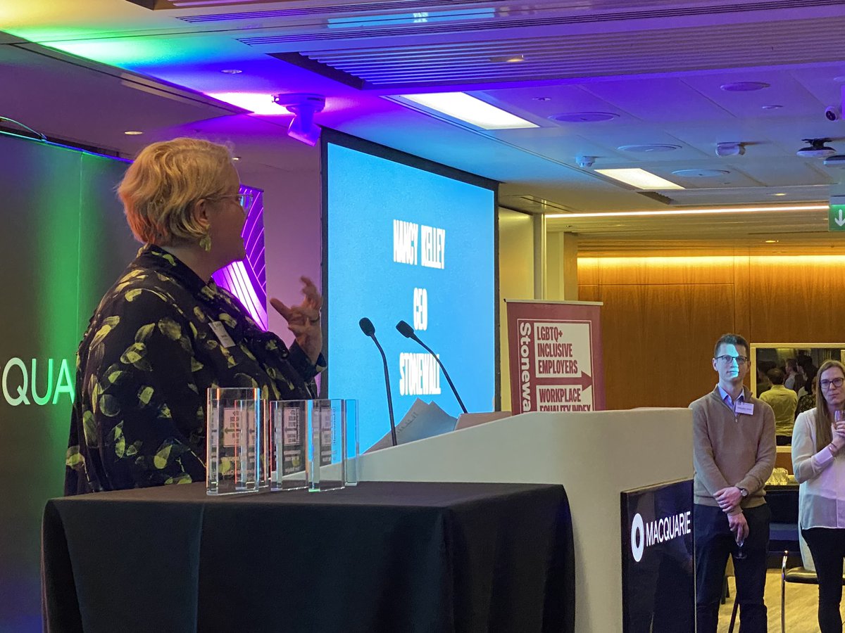 DrMikeJThomas's tweet photo. Beyond proud to represent @bruneluni with our @LgbtBrunel senior champion Bridget at tonight’s @stonewalluk event hosted by @Macquarie to celebrate Brunel’s status as a top 100 employer for #lgbtq inclusion. https://t.co/nDeFgsAmoB