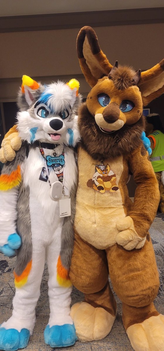 FrostFireguard's tweet photo. Cad found another husky fwend! @SwerveHusky #TFF2023 #Fursuit https://t.co/ALSVNscV4H