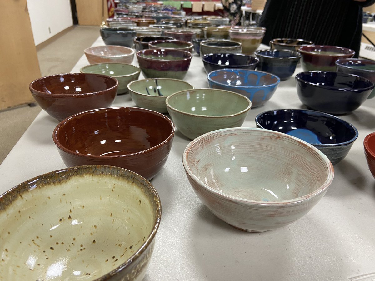 wittenberg's tweet photo. We’ve got bowls, and the soup is on! Empty Bowls runs until 7 pm in the Center Dining Room - help us hit our goal of $60K for @theSHFB #TigerUp https://t.co/pSJxwYOS3u