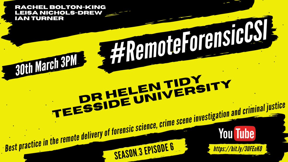 The next #RemoteForensicCSI event takes place on 30th March 3PM feat. @ForensicHelenT talking #learning #teaching #colloboration and #memes! all welcome - bit.ly/3neCqDZ #forensics #CSI @DrRachelBK @ForensicLeisa