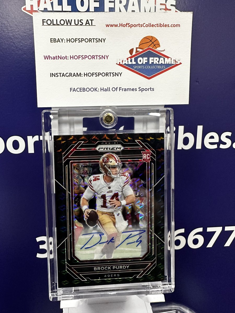 Hofsportsny's tweet photo. 🚨🔥NOT ALL PRODUCT HITS ARE PULLED BY BREAKERS - SOMETIMES THEY ARE PULLED AT YOUR LCS!!🔥🚨
Brock Purdy Prizm Auto 1/1 Black Finite Rookie Card pulled by a customer today!! 💣💣💣🔥🔥🔥 #Prizm2022 #PrizmFotball #paniniamerica #whodoyoucollect #brockpurdy #blackfinite #onofone https://t.co/wzI4uD1u2T
