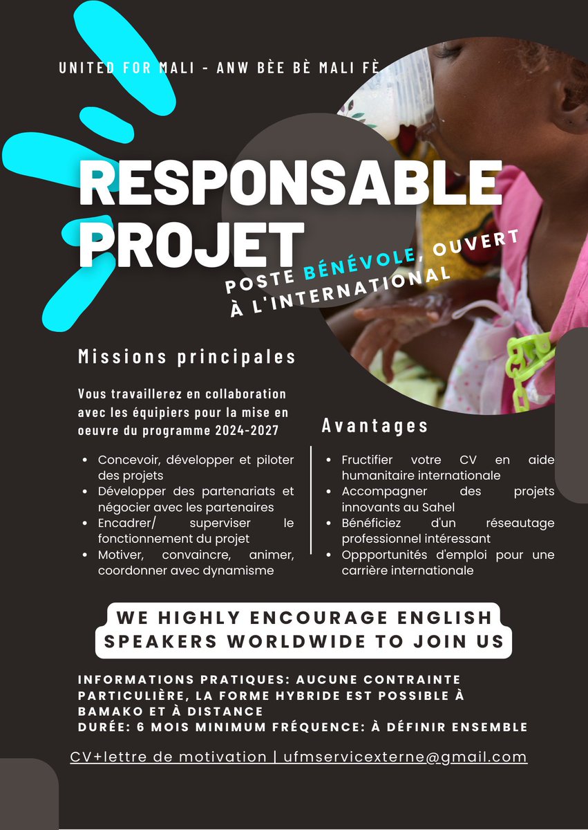 📬 INTERNATIONAL VOLUNTEERING | Various positions to be filled, including internships👇👇👇
linkedin.com/feed/update/ur…

#stage #internships #sahel #Africa #ProjectManager #volunteer #Mali #France #USA #English #French