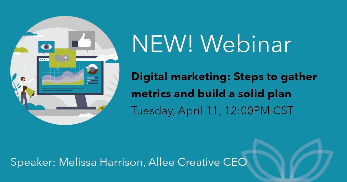 alleecreative's tweet photo. We've kicked off our virtual learning for 2023 starting with #marketingmetrics. Join @mhbosslady on 4/11 for a live training--what do the metrics tell you, how do you keep track, what do you do with the information? https://t.co/0mnLCwJA9d

#marketingworkshop #marketingtraining https://t.co/udNcyXdKEr