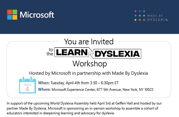 pete_kurtz's tweet photo. @TeqProducts's @RobATEQ will be presenting on #Dyslexia &amp; #EdTech at @Microsoft's Learn Dyslexia Workshop in partnership with @MadeByDyslexia on Tuesday, April 4th.

https://t.co/AD9atF7ZB0 https://t.co/UiV3IjceKg
