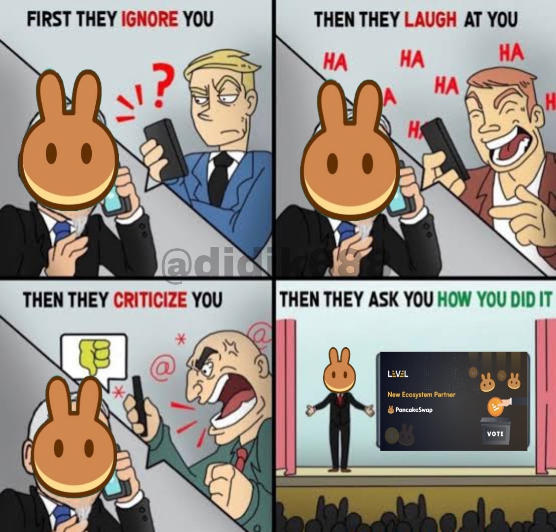 Didik688's tweet photo. @PancakeSwap My entry meme sir @PancakeSwap @Level__Finance 

$LVL $CAKE #PancakeSwap #LEVEL_FINANCE https://t.co/XQlBvjjzwF