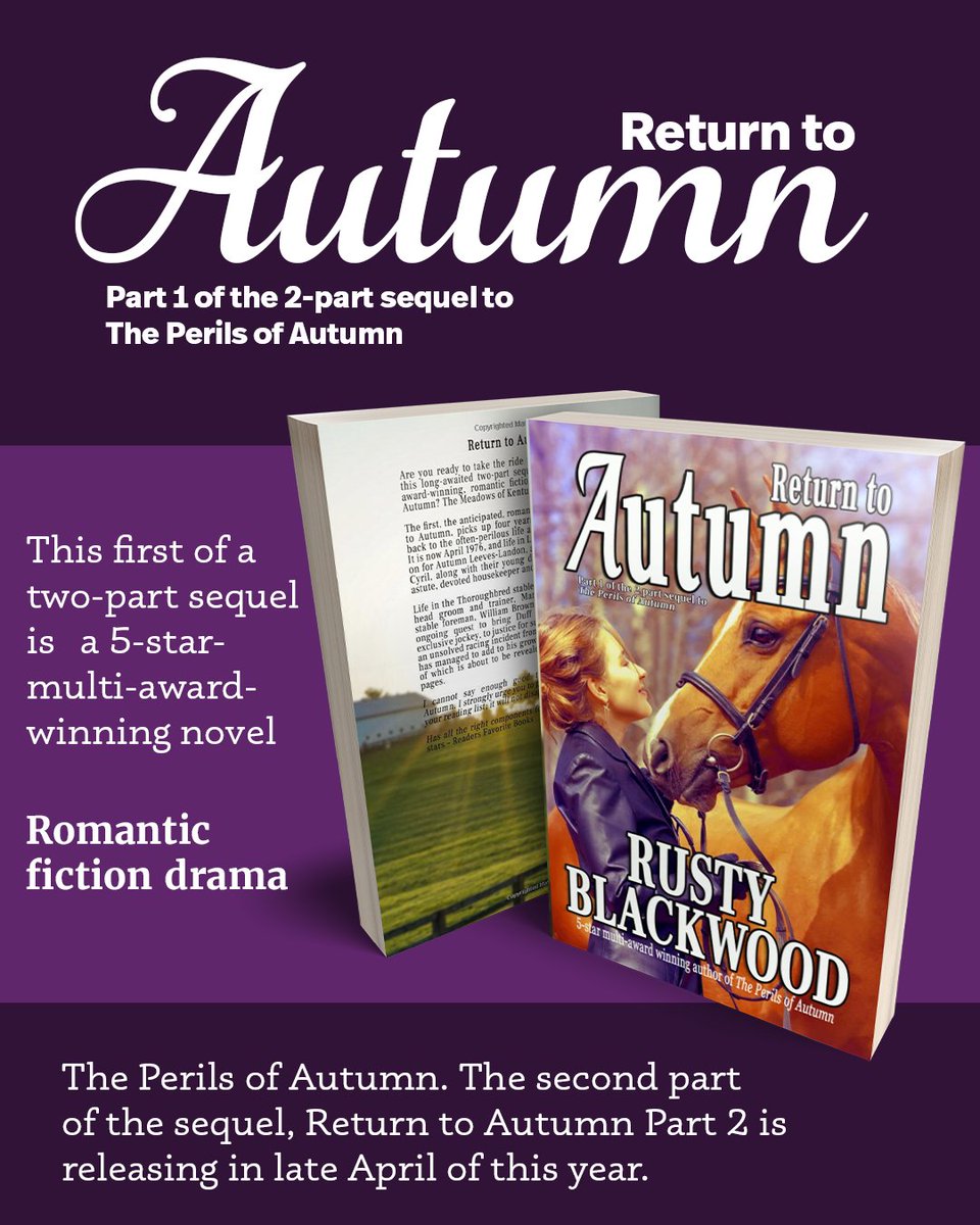 SHOUTmyBook's tweet photo. A very nice book - Take a journey back in time to the Meadows of Kentucky and experience the often perilous life at Landon Lawns Stables in the romantic drama, Return to Autumn. Will justice finally be served for a suspicious racing incident? https://t.co/W2ZTsBUI9W https://t.co/1aMxioAMT4