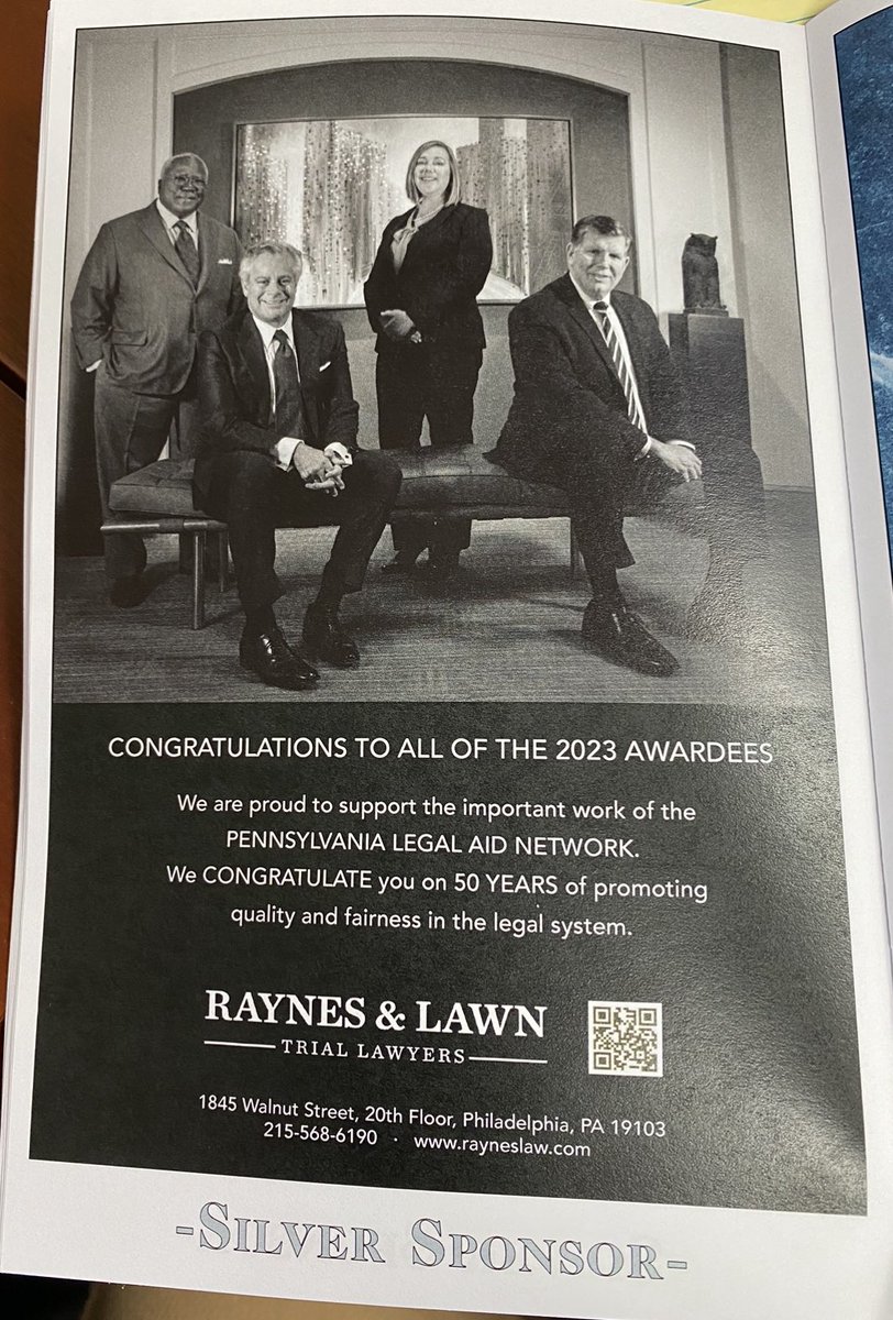 reginamfoley's tweet photo. @RaynesLawn was proud to be a sponsor of @PALegalAidNet Excellence Awards. As always it was an inspiring night. Congratulations to all the award recipients &amp; to PLAN on its 50th anniversary! @PLSEPHILLY https://t.co/e2QHNt8mYm