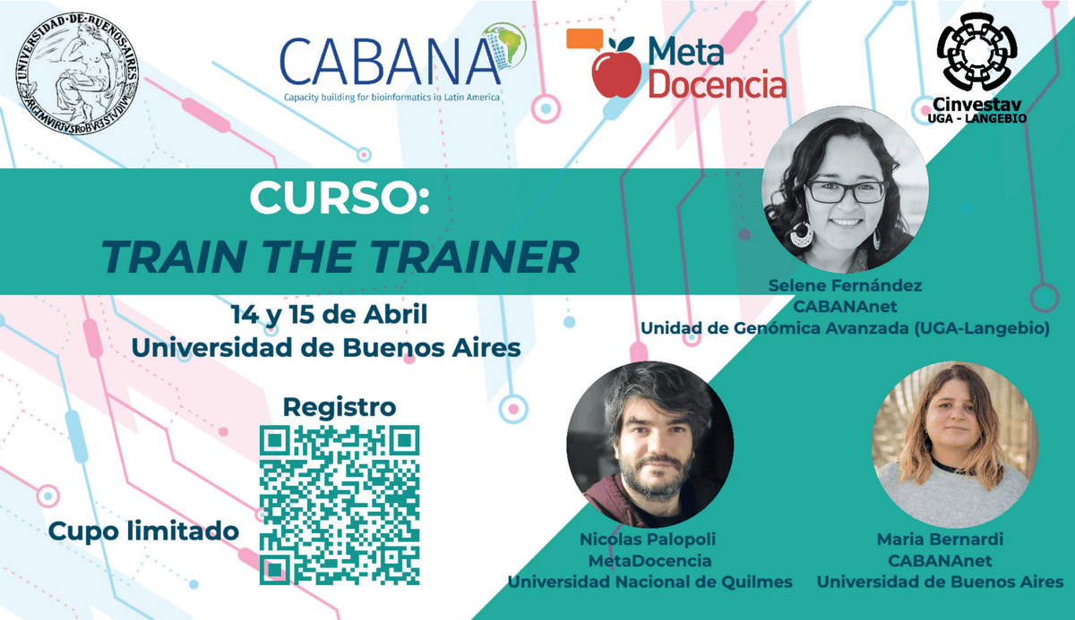 uga_langebio's tweet photo. ¿Te interesa dar cursos de #bioinformática y mejorar tu actividad como #docente? ¿Te encuentras en América Latina? Te invitamos a participar al Curso: Train the Trainer de @CabanaGcrf y @metadocencia.
📍 Buenos Aires🇦🇷
📅 14 y 15 de Abril de 2023
ℹ️https://t.co/c51TvEbhSh https://t.co/yd66M8Kj4u