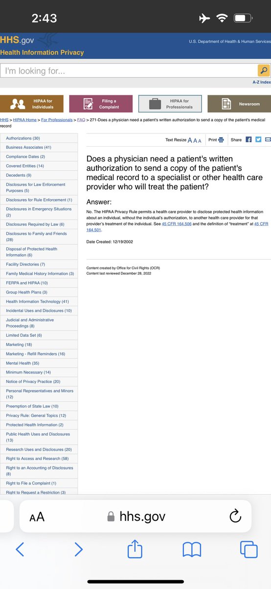 greenkick2stick's tweet photo. @NanouTheNomad HHS doesn’t seem to require a release form for this purpose … but getting a facility to acknowledge it’s not required may be downright Sisyphean.

https://t.co/8RIEzhZPrt https://t.co/pLCDG9fyvC
