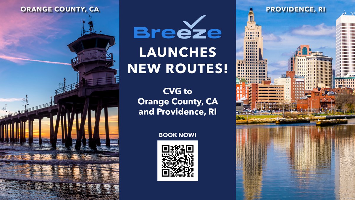 CVGairport's tweet image. It's the final countdown! We are only 1 week away from the launch of @BreezeAirways' nonstop routes to Orange County, CA and Providence, RI! ✈️

To book your next trip, visit: flybreeze.com/home

#countdown #airline #orangecountyca #providence #trip #vacation