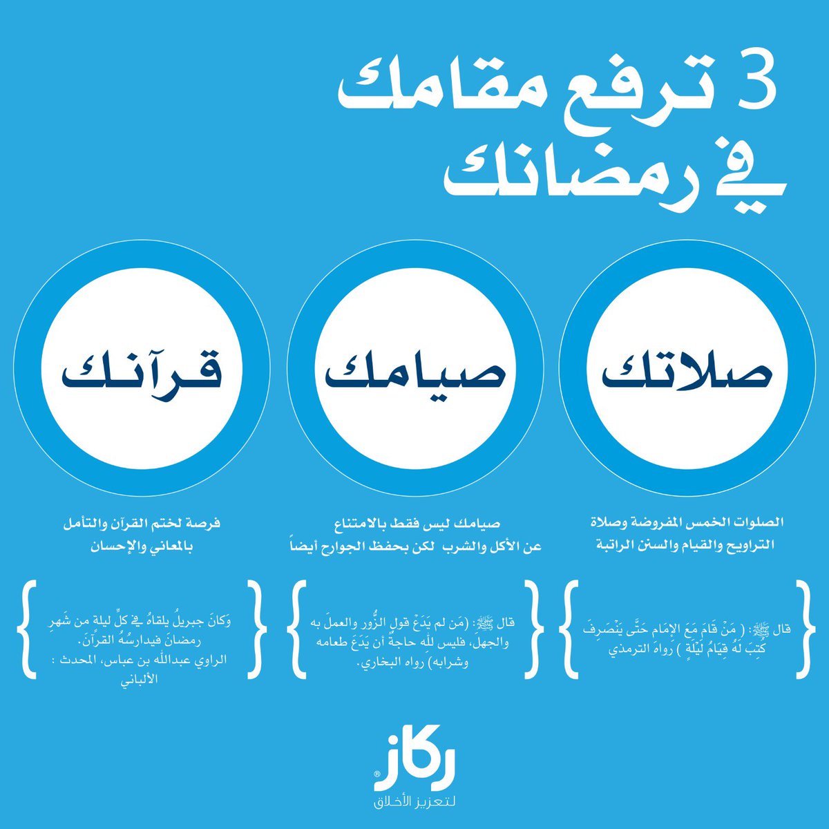 ثلاث ترفع مقامك في رمضانك !

#مبارك_عليكم_الشهر