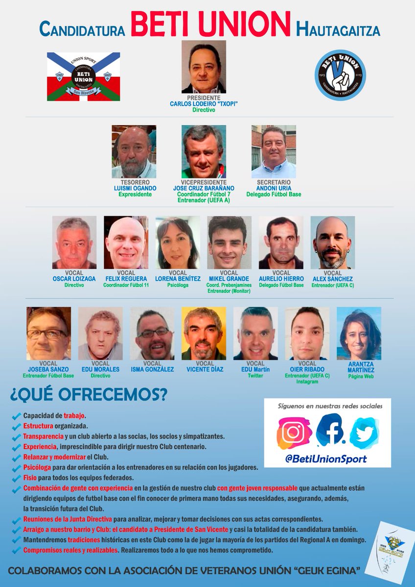 BetiUnionSport's tweet photo. ¡Buenas noches!

Algunos ya nos conocéis; a los demás iréis conociéndonos en los próximos semanas. Por fin nos vais a poner cara 

¡Esta es nuestra candidatura! https://t.co/gcZDhdzQUN