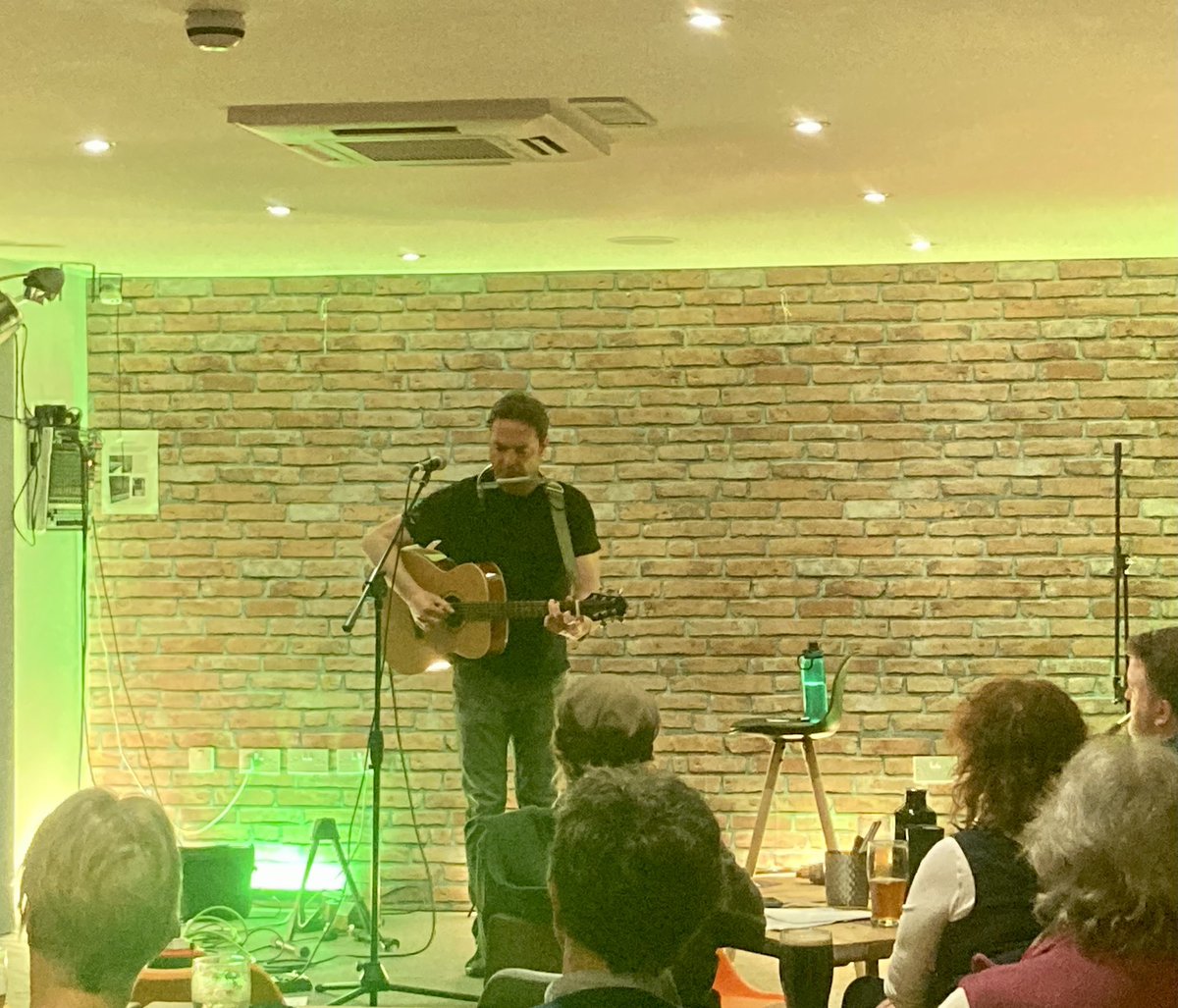 GregMulholland1's tweet photo. At the famous @TopicFolk #TopicFolkClub #Bradford, the world’s oldest operating #folkclub at @PadShipley #GroovePad enjoying the excellent @ChrisRonMusic, last night of his UK tour. Chris is from Derbyshire but lives in Canada. Love the blend of folk, Americana & Neil Young! 🎶🎵 https://t.co/aLOdyNNYGa