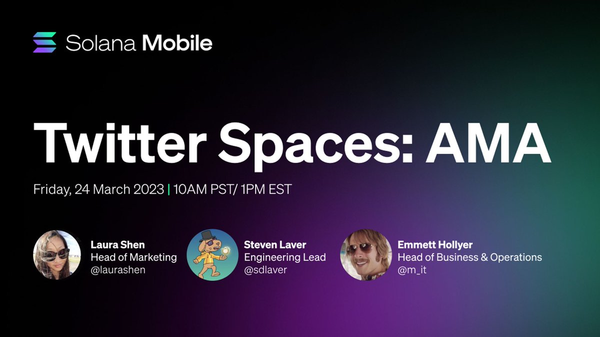 The news is out: #SagaSZN is officially here!

Join us on Friday (3/24), 10am PST, for a special Q&amp;A session on Twitter Spaces 🎙️

We're bringing on <a href="/laurashen/">Laura Serein 💎</a>, <a href="/sdlaver/">SMS Steven</a>, and <a href="/m_it/">m-it.skr</a>  to answer your burning questions about the upcoming Saga Launch!