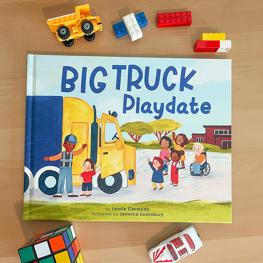 Corey loves big trucks but isn’t as comfortable around other kids. Big Truck Playdate is a heartwarming story about how trucks and the power of play help one little boy connect to his classmates. 
@laurieecarmody <a href="/JennicaDraws/">Jennica Lounsbury</a> bit.ly/3FeNzLo