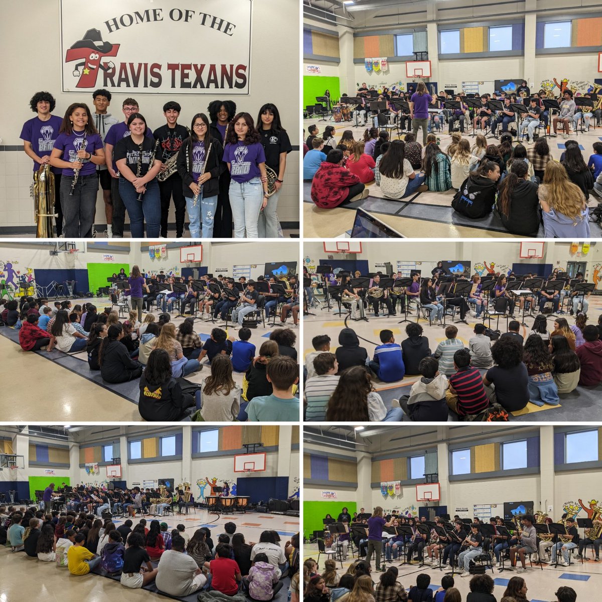 heatherfissel's tweet image. What a treat for our soon-to-be 6th graders to get to listen to &amp;amp; learn about our incredible SMHS Rattler top Band, which includes 10 former Texans! ❤️🎷🥁🖤 @Travis_SMCISD
#onceatexanalwaysatexan