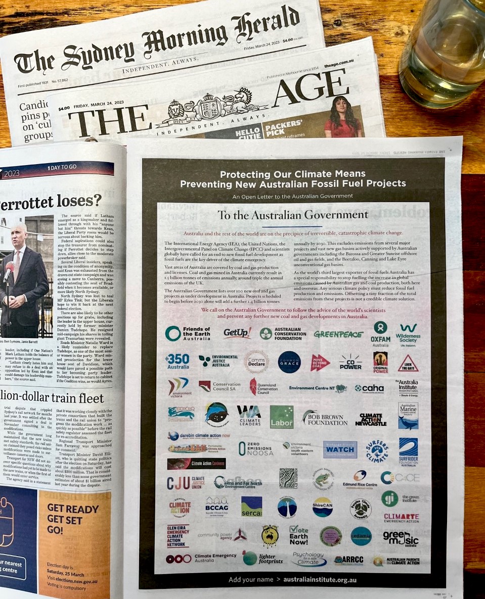 Ben Pennings (@benpennings) on Twitter photo Today 118 #Australian scientists and experts, backed 50+ crucial environmental and #climate organisations, have signed an open letter calling on <a href="/AustralianLabor/">Australian Labor</a> to stop new coal and gas projects in Australia. Add your name 👇🏼
theaus.in/nonewfossilfuel Today 118 #Australian scientists and experts, backed 50+ crucial environmental and #climate organisations, have signed an open letter calling on <a href="/AustralianLabor/">Australian Labor</a> to stop new coal and gas projects in Australia. Add your name 👇🏼
theaus.in/nonewfossilfuel