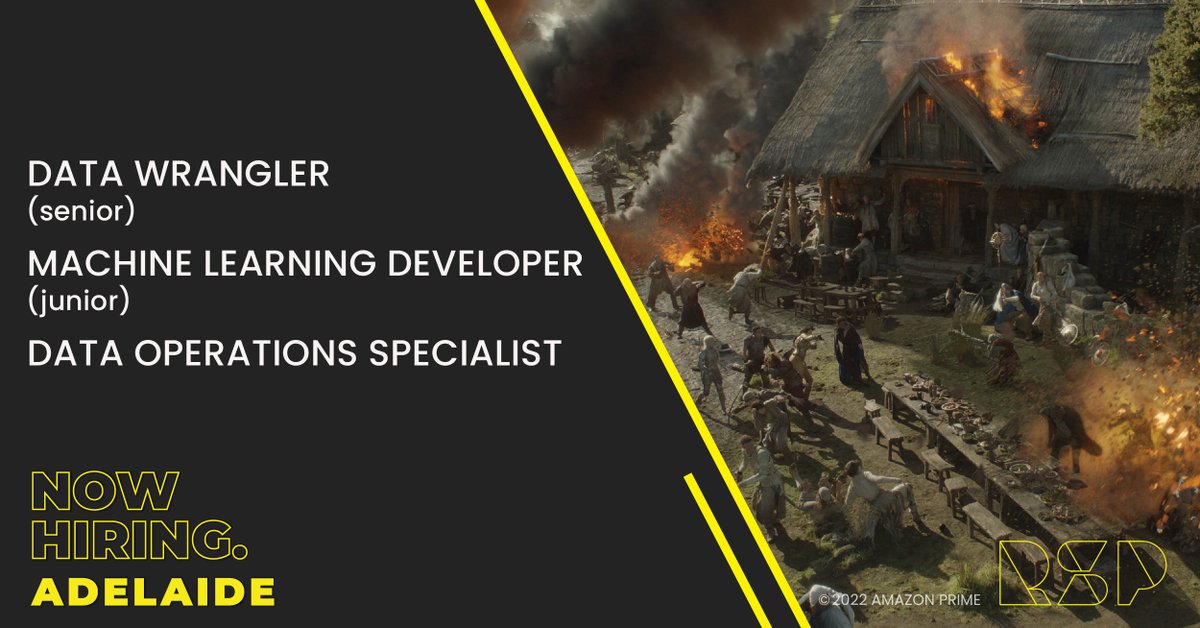 rspvfx's tweet photo. RSP's Adelaide studio is looking for the following roles:
SENIOR DATA WRANGLER
DATA OPERATIONS SPECIALIST
JUNIOR MACHINE LEARNING DEVELOPER
Apply below:
https://t.co/zEYeBmddzT
#RSP #vfx #vfxjobs #datawrangler #operationsspecialist #machinelearningdeveloper #rspvfx #adelaide https://t.co/3IhcFAlhMH