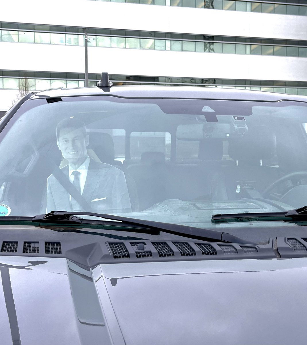 codyrat's tweet photo. Sometimes you just can’t get enough of Steve Paikin that you bring your life size cutout to ride shotgun. #onpoli https://t.co/LAHSM8JN0J