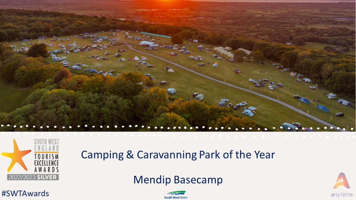 swtourismawards's tweet photo. Two #camping and #caravanning parks win @AnytimeBooking Silver, well done #MendipBasecamp  and @Monkton_Wyld #SWTAwards https://t.co/Zsn923Ffp5