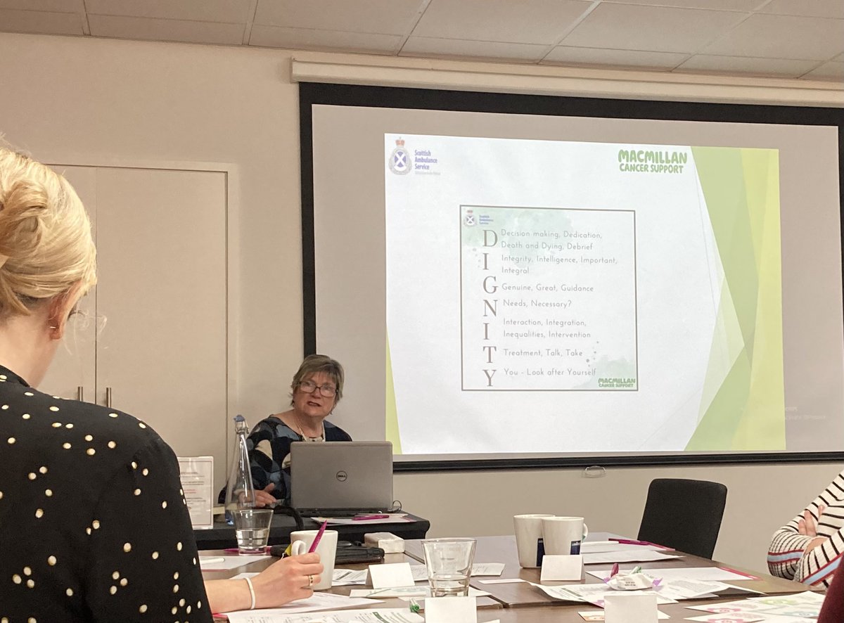 Brilliant day <a href="/Scotambservice/">Scottish Ambulance</a> came to meet us southerners! Shared learning with our 🤩<a href="/Ldn_Ambulance/">London Ambulance Service</a> #EoLC Coordinators. 

DIGNITY message for 🚑 clinicians includes - dedication, genuine, integrity,  integration, talk and necessary? 🙌 Thanks to <a href="/DianeLaverty4/">Diane Laverty</a> <a href="/KarinaCatley/">Karina Catley</a>