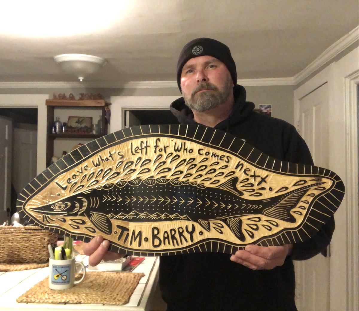 I restocked a limited amount of these “Sturgeon” shirts, which were originally a woodcut by <a href="/deerjerk/">Bryn Perrott</a>. XS-4XL. 

I also put a a bunch of shirts on sale. 

Here's the store link: store.timbarryrva.com/collections/al…

Thank you always for the support!