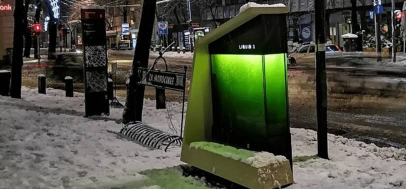 adistrian_'s tweet photo. Ever heard of a Liquid Tree? I did today and it is mind boggling crazy!

A Liquid Tree or Liquid3 is an artificial boxed-tree made out of microalgae and water. Absorbs CO2 and returns O2, works on solar. Clean &amp; Green. https://t.co/kXjfoAnZyt