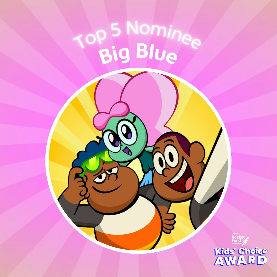 Congratulations to @bigbluetvshow for being a top 5 nominee in the Shaw Rocket Fund Kids' Choice Award 🚀 Vote at academykidschoice.ca/votenow/. The final voting round closes on March 31, 2023 at 11:59PM ET. @gurustudio @TheCdnAcademy #CdnScreenAwards #RocketFunded #bigbluetvshow