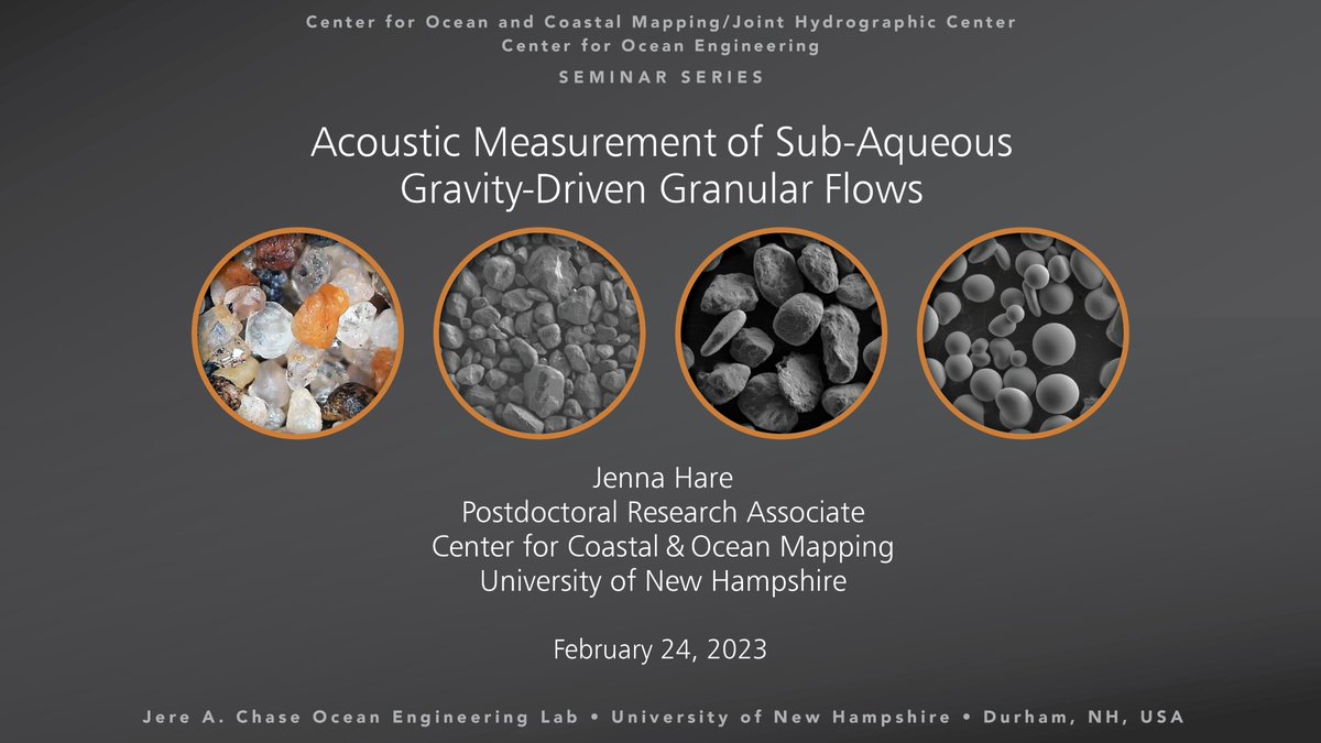 CCOM/JHC (@ccom_jhc) on Twitter photo Unfortunately, this week's Ocean Seminar speaker had to cancel. To fill the void, we offer up the recording of CCOM postdoc Jenna Hare's excellent talk, "Acoustic Measurement of Sub-Aqueous Gravity-Driven Granular Flows." #oceanseminar #granularflows
vimeo.com/811085689 Unfortunately, this week's Ocean Seminar speaker had to cancel. To fill the void, we offer up the recording of CCOM postdoc Jenna Hare's excellent talk, "Acoustic Measurement of Sub-Aqueous Gravity-Driven Granular Flows." #oceanseminar #granularflows
vimeo.com/811085689
