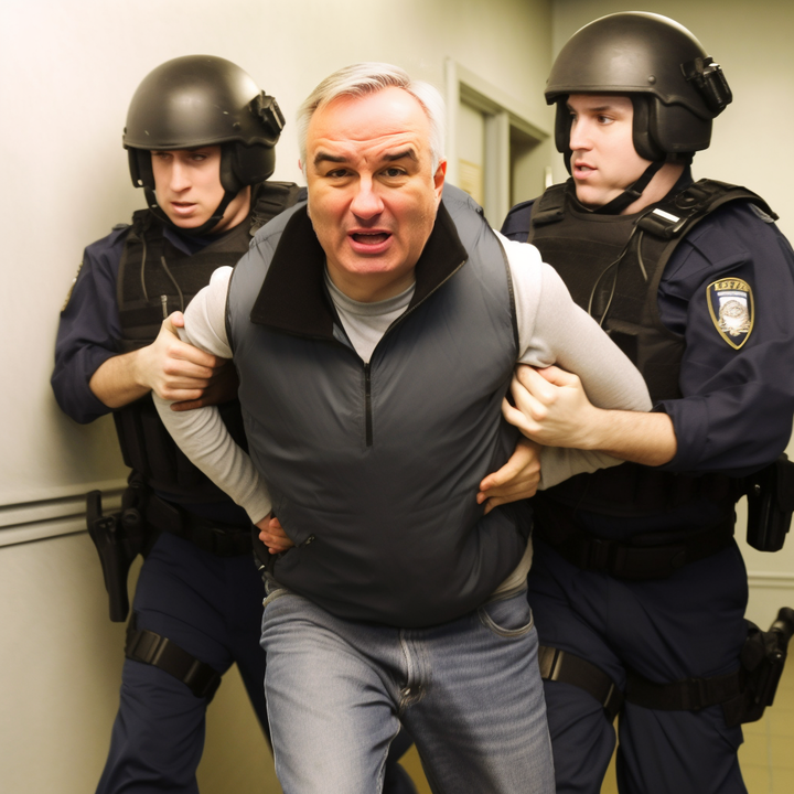 lisadlaporte's tweet photo. Having some fun with the #Midjourney pictures of Trump (now @leolaporte)  getting arrested on the latest episode of This Week in Google. Listen and subscribe here for more from @LeoLaporte, @JeffJarvis, @GigaStacey, and @Ant_Pruitt: https://t.co/eQnrfMAXyA https://t.co/PjXrjLuSKQ