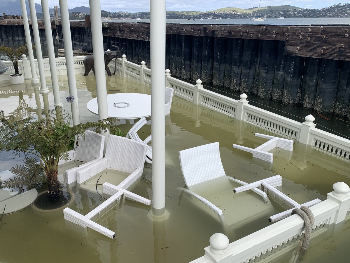 CornellABC7's tweet photo. Sinking Landmark. Famous Taj Mahal houseboat in #Sausalito was heavily damaged by Tuesday’s storm. Sadly, caretakers say it can’t be saved. story at 4/6p.  @LiveDoppler7 #bayareastorms https://t.co/7N9RbX6G14