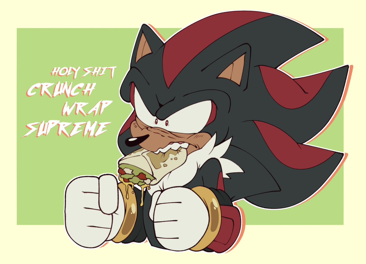 FerretFresh's tweet photo. Shadow the Hedgehog goes feral over CRUNCH WRAP SUPREME ‼️ https://t.co/W2EM1brb9y