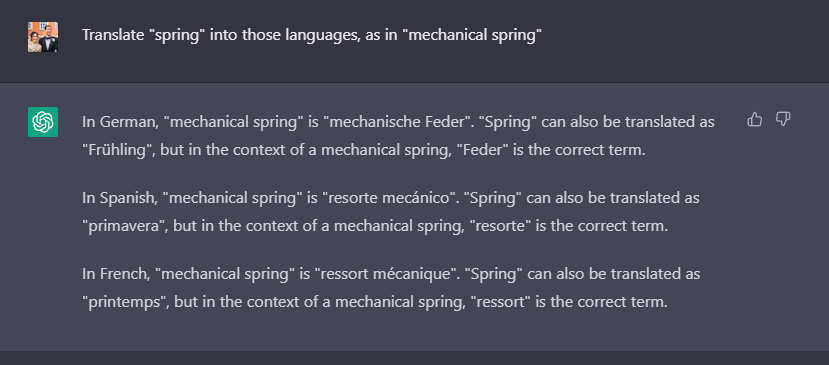 macduy's tweet photo. Using #chagpt to do multilingual contextual translations, it's great. Much faster than typing this into multiple Chrome tabs with Google Translate https://t.co/mJJR7Qn2Pg