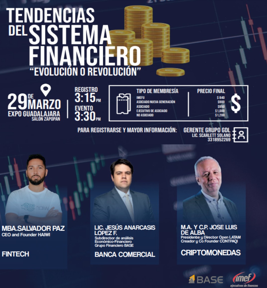 ¿A dónde vamos? ¿Cómo lo aprovechamos? 🤨🤨🤨
👉🏼👉🏼👉🏼 Esto y más en "Tendencias del sistema financiero; Evolución o revolución"
📍29 de Marzo Expo Guadalajara. 

¡No te lo pierdas!
<a href="/Chavox/">Salvador Paz</a>